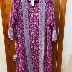 LOFT Floral Kimono Robe in Purple and Pink